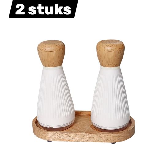 Lot de 2 moulins à poivre et à sel avec mécanisme de broyage en céramique et réglage de la finesse pour poivre et sel de mer blanc (1/5)