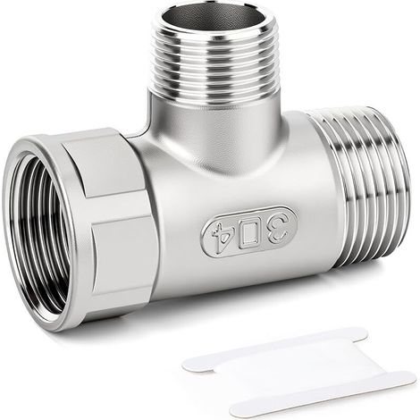Conectores reductores en forma de T para mangueras, macho de 1" BSP x macho de 3/4" BSP x hembra de 1" BSP, adaptador en forma de T de 3 vías en acero inoxidable 304 para combustible/aire/líquido/gas