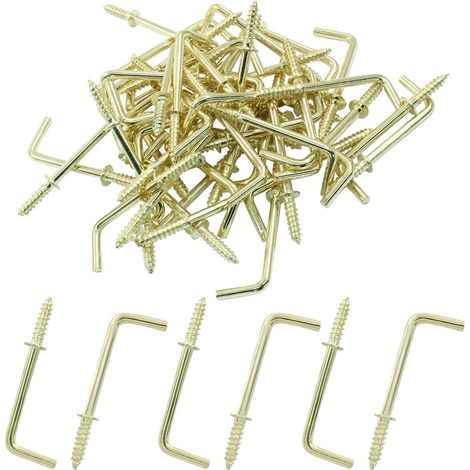 50 crochets à vis en L, 3,8 cm, doré, forme L, pour fixation (1/5)
