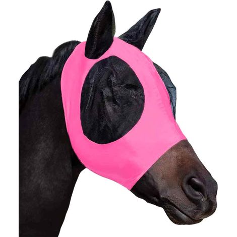 Masque anti-mouches en filet respirant et élastique pour chevaux, avec protection des oreilles, équipement d'équitation (1/5)