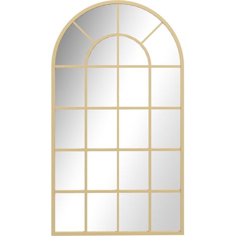 Miroir mural, miroir de penderie, 110 x 62 cm, miroir décoratif à suspendre avec cadre en métal doré pour chambre et salon (1/5)