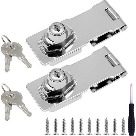 Cerradura para pantalones, 2 piezas, 105 mm, Cierre infantil, Pestillo de puerta, Cerradura de seguridad metálica para armarios, Plateada (1/5)