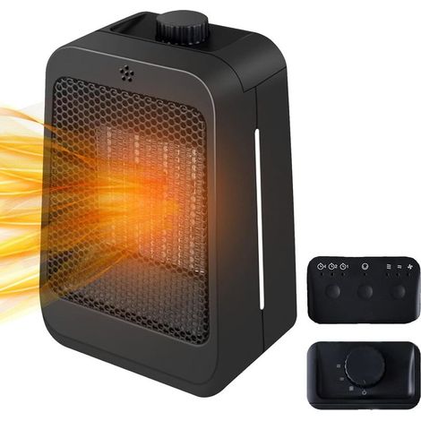 Calefactor con ventilador, 1200 W, calefactor cerámico PTC, ahorro de energía, 3 ajustes de temperatura, control táctil, protección contra inclinación, ahorro de energía rápido. (1/5)