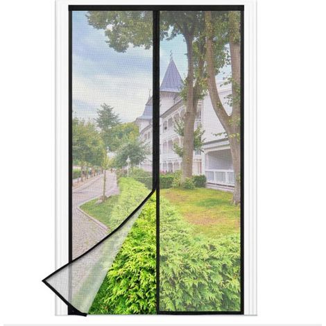120 x 220 CM Maille Fine NOIRE Rideau Anti Mouche, se ferme tout seul, la Largeur du Haut de la Fenêtre de la Moustiquaire Porte Fenetre Magnetique (1/5)