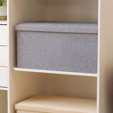 Tabouret de rangement pliable et multifonctionnel en tissu, boîte de rangement pour la maison, tabouret pour se changer de chaussures en tissu, coffre de rangement pour jouets, petit format gris (1/5)