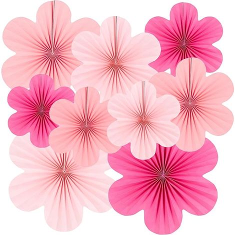 Éventails en Papier Rose Décoration de Salle Classe Fleur Fond Suspendus pour Murale d'anniversaire (1/5)