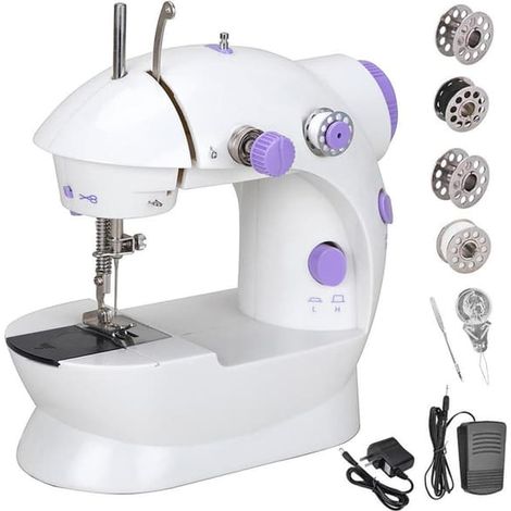Machine à coudre électrique, kit de couture portable automatique, 2 vitesses, avec pédale. (1/4)