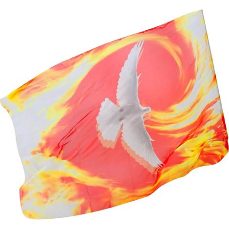Drapeaux de Culte,Bannière Flamme de Louange avec Hampe Télescopique  Bannière Chiffon Accessoire Scénique pour Événements Chrétiens Concerts Prière Danseurs Adultes Mariage (1/5)