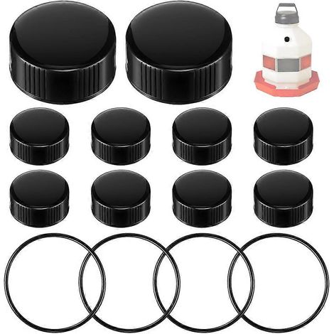 Ersatzteilset für Miller PPF3/PPF5/PPF7 Geflügeltränken, inklusive 10 Ersatzkappen und 4 O-Ringen, schwarz (1/5)