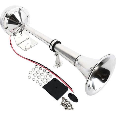 Compresseur de trompette avec kit de klaxon 12 V pour bateau marin, acier inoxydable, son grave, matériel de montage pour trompette simple (1/5)