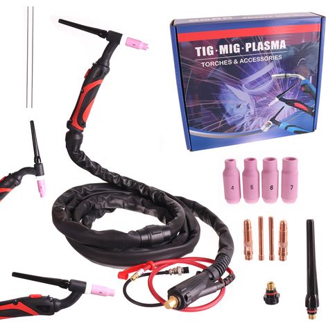 Torcia per saldatura TIG SR-26, cavo Skin Flex PRO da 4 m, spina da 13 mm + accessori (1/5)