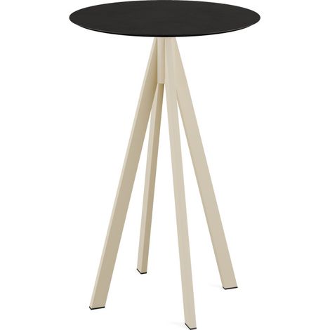 Infinity mange-debout avec piètement sable + plateau HPL noir Ø 70 cm - Feros (1/3)