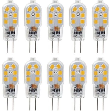 Ampoule LED G4 12V, 1W Equivalent 10W Halogène Lampe, Pas De Scintillement 200LM, Blanc Chaud 3000K, 360° Angle de Faisceau, Non-Dimmable, Pack de 10