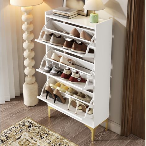 meuble rangement chaussure blanc vertical 63 24 120 cm OKMYHOME (1/5)