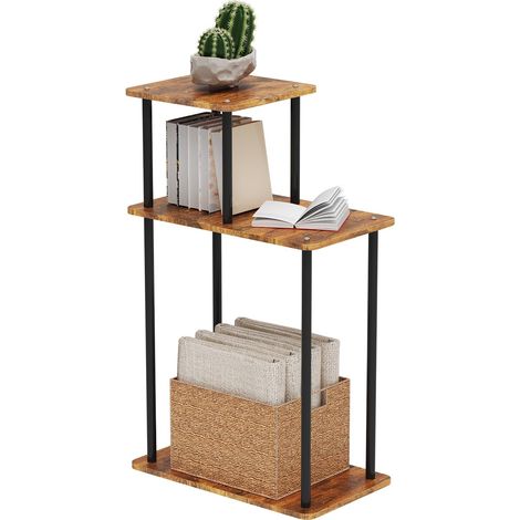Meuble de Rangement, Étagère d'angle,ÉtagÈre Rangement 3 Niveaux, BibliothÈque, pour Salon, Chambre, Cuisine, Bureau, Style Industriel 40  24  67cm (Bois brûlé) (1/5)