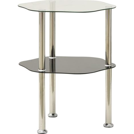 Maison Exclusive - Tavolino 2 Livelli Trasparente Nero 38x38x50 cm Vetro Temperato (1/5)