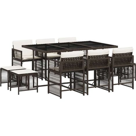 Maison Exclusive - Set comedor de jardín 11 pzas y cojines ratán (1/5)