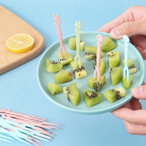 Ensemble de 1 boîte de fourchettes à fruits en plastique jetables et polyvalentes pour gâteaux et desserts (1/5)