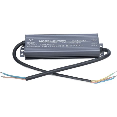 Alimentation LED étanche IP67 60W 24V pour bande lumineuse - Transformateur constant 170-265V (1/5)