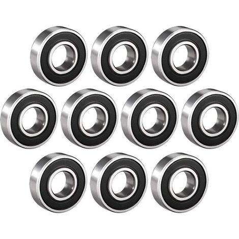 - 6001-2RS - Lot de 10 roulements à billes multi-usages en caoutchouc - 12 x 28 x 8 mm - En acier au carbone - Avec rainure et double scellage (1/5)