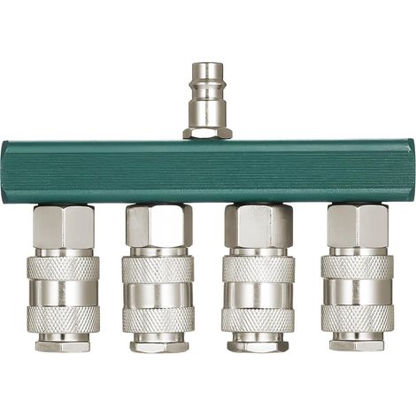 Distribuidor de aire comprimido de 4 vías: conector rápido roscado, divisor para conexión sencilla de aire comprimido, accesorios neumáticos (1/5)