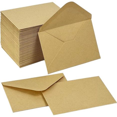 Irovami Mini-enveloppes cartes cadeaux 100 – 10x7cm, kraft 120g – Idéal pour invitations, vœux (1/5)
