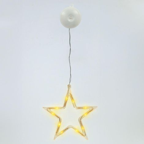 Estrella colgante LED DIP de Navidad para decoración de interior 3xLR03/AAA (0,23W 3000K) IP20 175x175mm con ventosa (1/5)