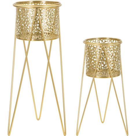 VASE HOLDER GLOD SET 2 PCS CM 21X20X46-18X18X32 (1/5)