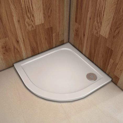 Piatto Doccia Semicircolare In Marmo Minerale e Resina Mista Ultra Sottile Bianco Lucido Antiscivolo Antibatterico 90x90x3cm