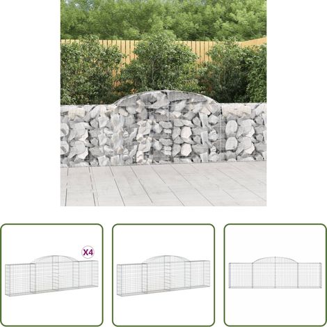Gartengestaltung - Gabionen mit Hochbogen 4 Stk. 300x30x80/100 cm Verzinktes Eisen (1/5)
