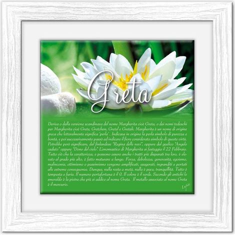 Lupia - Quadro mattonella Ceramica Modern White 29x29 cm con significato del nome Greta (1/4)