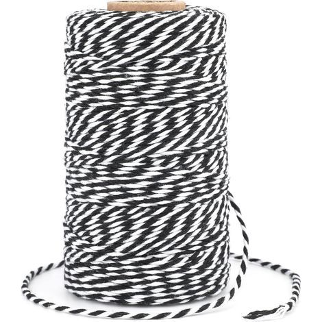 1 Rouleau Ficelle Coton 100M Noir Et Blanc Corde Durable Pour Cuisson Boucherie Emballage Cadeau Noel Bricolage Decoration (1/5)