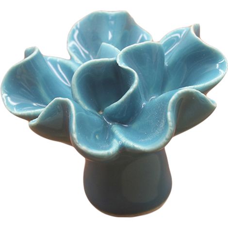 Ceramic Flower Door Knob Drawer Cupboard Wardrobe Furniture Pull Handle Hardware (Blue) (1/2)
