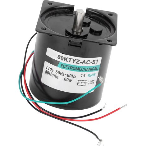 Moteur synchrone AC 60W XD80KTYZ, support de capacité, rotation horaire/antihoraire, couple élevé, basse vitesse 50 tr/min, 110V AC.
