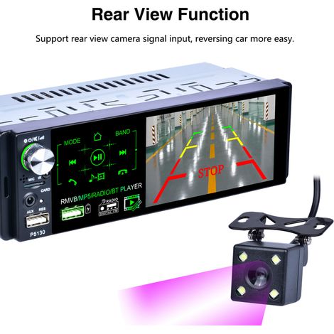 Autoradio 1 DIN avec lecteur multimédia stéréo HD, Bluetooth, MP5, écran tactile, affichage numérique, port USB, carte SD et radio FM. (1/5)