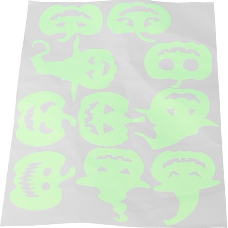 Sticker mural d'Halloween, fluorescent, autocollant, décoratif, avec motif citrouille sorcière (1/5)