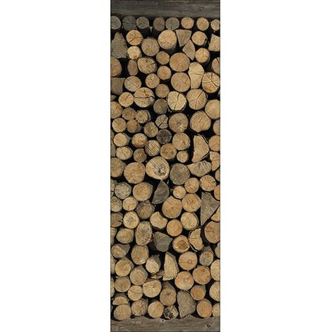 Sticker réfrigérateur et lave vaisselle, petites buches bois découpés effet trompe l'oeil, 180 cm X 59,5 cm (1/3)