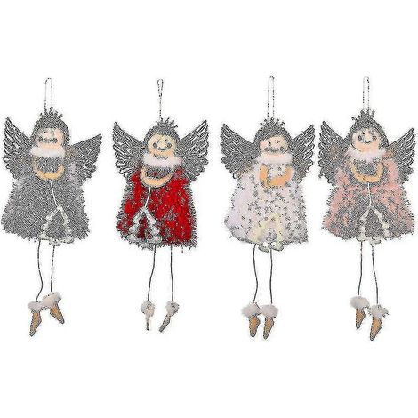 Décoration de Noël : Poupée Père Noël, pendentif, cadeau, décoration murale. (rouge + rose + gris + blanc) (4 pièces) (1/5)