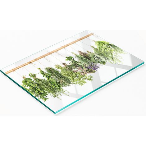 Tabla de cortar de cristal para cocina con diseño de cuerda para hierbas, 80x52 cm. (1/5)