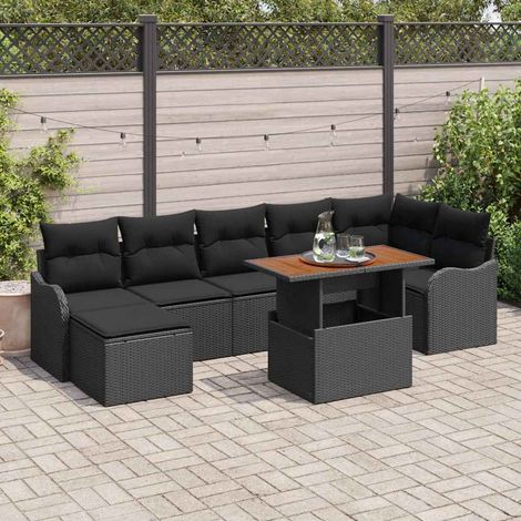 vidaXL Set Divano da Giardino con cuscino con archiviazione 8 pcs Nero (1/5)