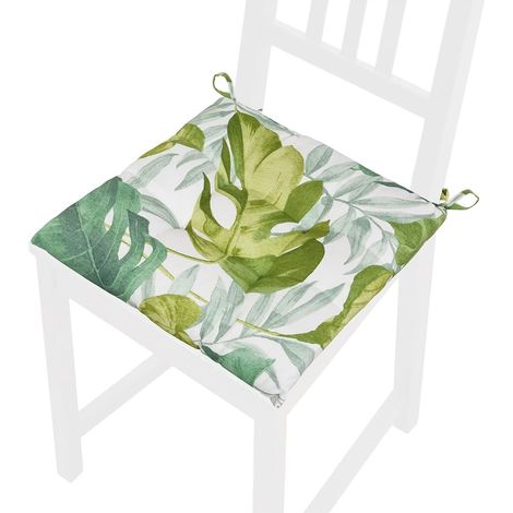 Cuscino Sedia Morbido Coprisedia Universale Lavabile Con Laccetti Foglie Palma 100% Made In Italy