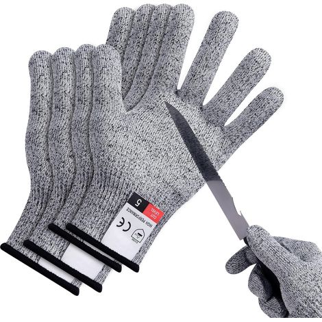 4 paires Gants de Travail, Gants Anti-Coupures Enfant Femme, Gants de Coupe Protection de Niveau 5 pour Cuisine, Jardinage, Bricolage, Extérieur Explore,Couteaux Certifié EN 388- M/L
