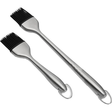 Brush À Badigeonner - Tête En Silicone Alimentaire - Manche En Acier Inoxydable - Résistant À La Chaleur Jusqu'à 230 °C - Lavable Au Lave-Vaisselle - Lot De 2 (1/5)
