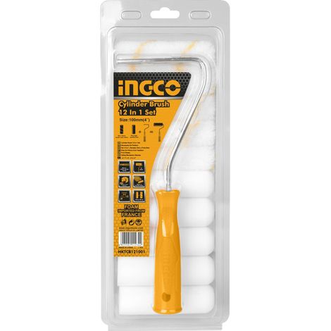 Set Rulli Cilindrici 12 in 1 INGCO - Manico, 5 Rulli Lana e 5 Rulli Moltopren (1/4)