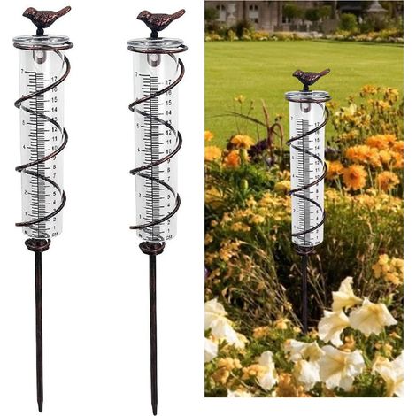 2 Pack Metal Garden Rain Gauges, Ideal Gift for Garden Lovers, Suitable for Terraces and Lawns (1/5)