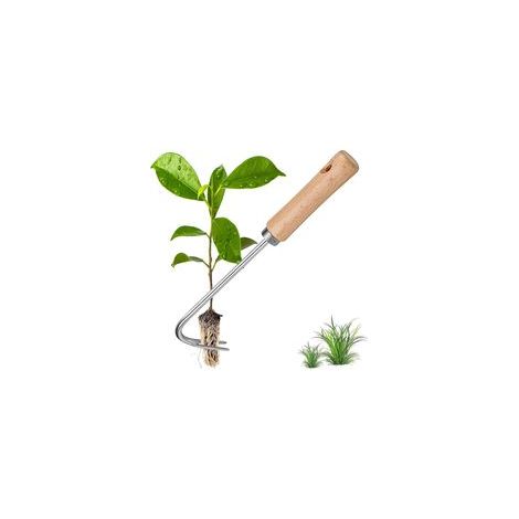 Outil de Désherbage en Acier Inoxydable, Désherbeur Manuel Herbe Jardinage avec Poignée Bois Désherbeur en Acier Inoxydable Extracteur de Mauvaises Herbes, pour Désherber Votre Jardin (1/4)