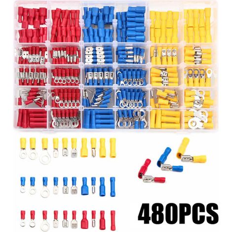 Kit de 480 cosses à sertir isolantes électriques assorties, kit de cosses à sertir étanches pour fils. (1/5)