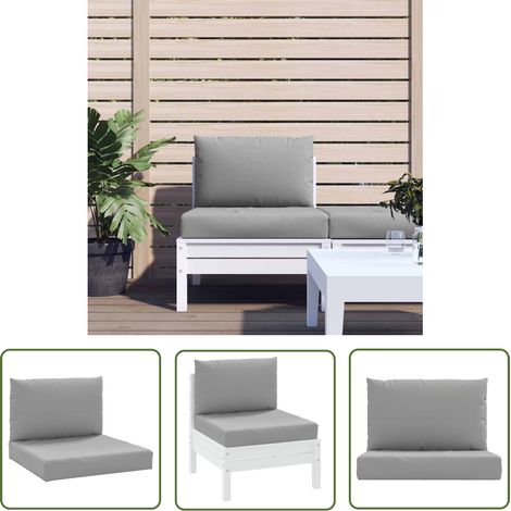 The Living Store Coussins de palette lot de 2 gris tissu oxford - Coussins Exterieurs - Coussins De Jardin - Coussins Patio - Oreillers Extérieurs - Tissus Oxford (1/5)