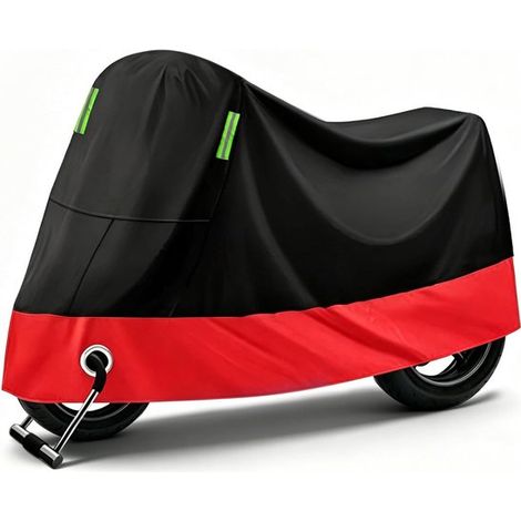 Housse de protection pour moto, bâche d'extérieur, protection hivernale, housse pour scooter, cyclomoteur (265 cm x 105 cm) (noir et rouge) (1/5)