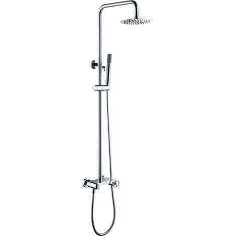 IMEX Set doccia monocomando cromata in acciaio e ottone con asta estensibile soffione extra piatto Ø20 anticalcare cartuccia ceramica Ø35mm tubo e maniglia Serie OLIMPO Imex-BDC033